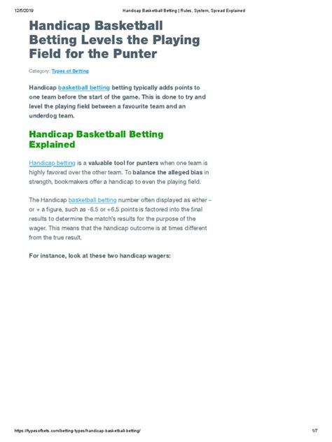 handicap basketball betting rules